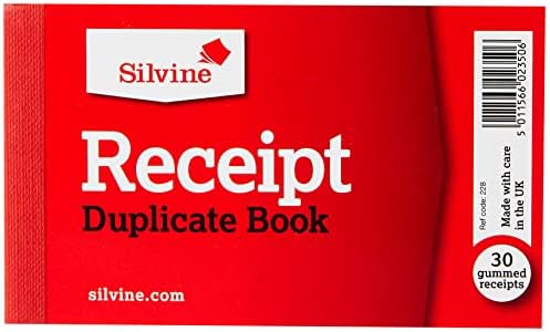 Silvine Duplicate Cash Receipt Book - 30 Receipts per Book, Gummed (63 x 105mm)