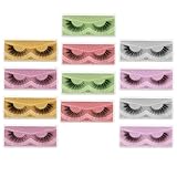 WOONEKY 12 Pairs Colorful Mixed Volume Thick Grafting Fake Eyelashes Set for Women Stage Performance Dancing Eye Makeup