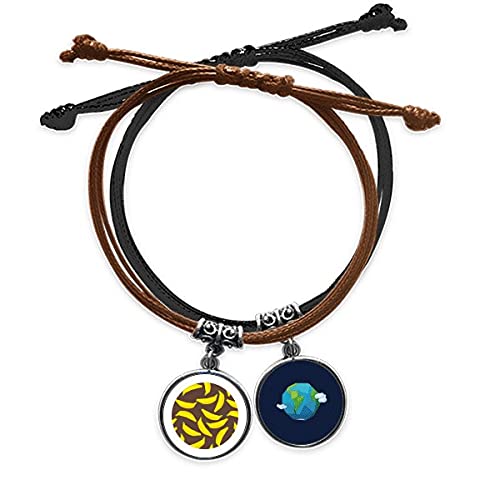 Pulsera plátano amarillo fruta cadena mano cuero trenzado ajustable