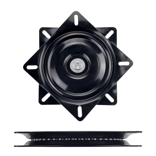 Mejiao 6 Inch Heavy Duty Swivel Plate 360 Degree Rotating Turntable Base with Ball Bearings for Bar Stool Chair Recliner Boat Seat (Black)