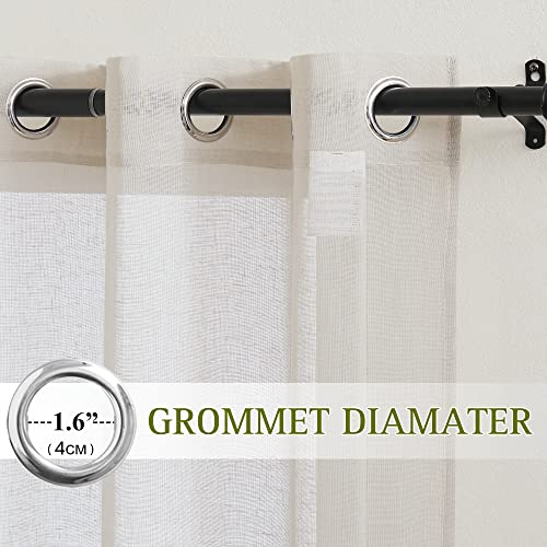 NICETOWN Short Linen Curtains for Kitchen, Grommet Small Window Curtains Linen Weave Window Treatment Privacy with Light Filtering for Cafe/Bathroom, Natural, W36 x L54, 2 Panels