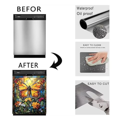 Image of BVBOX Dishwasher Magnet Cover 23 inchx26 inch, Reusable Magnetic Refrigerator Covers, Decorative Magnets Cover Fridge Door Skin Panel Stickers for Home Kitchen Appliance