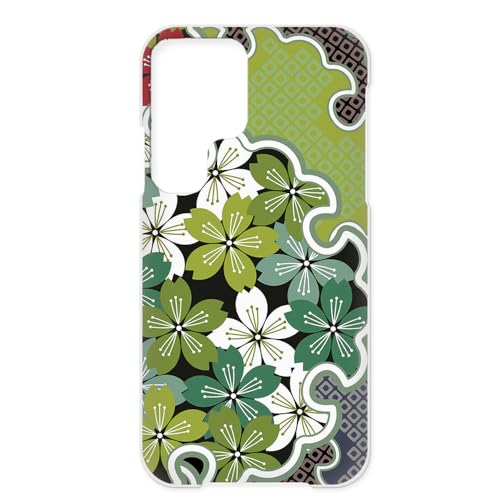 Galaxy S25 Ultra 用 SC-52F SCG32 SM-S938Z 対応 ギャラクシーs25ウルトラのケース ハードケース けーたい スマホカバー 和柄 桜 和風 花柄 着物風 グリーン h145a02