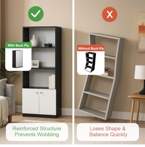 Image of Callas Wooden Bookshelf with Display Unit Cabinet | Engineered Wood Bookcase for Living Room, Bedroom, Office | 1 Year Warranty with Free Installation
