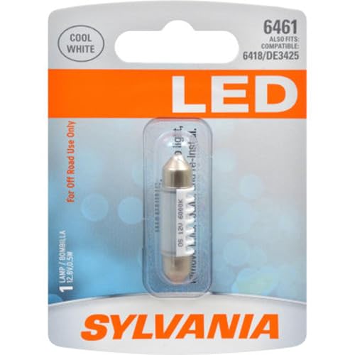 SYLVANIA - 6461 36mm Festoon LED White Mini Bulb - Bright LED Bulb, Ideal for Interior Lighting - Map, Dome, Cargo and License Plate (Contains 1 Bulb)