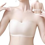 [AOY] ストラップレスブラ チューブトップ 【ジャンプしてもズレ落ちない安定感・セクシー鎖骨を現れ】 胸が小さく見えるブラ 滑り止め設計 ズレにくく 美胸 脇高 サポート力 ふんわり感 通気性 伸縮性 息苦しくない 紐なし シームレス