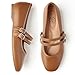 Trary Brown Flats Mary Jane Shoes Women Square Toe Ballet Flats Shoes for Women Comfortable Slip On Dress Shoes with Strap Casual Office Mary Jane Flat Size 7.5