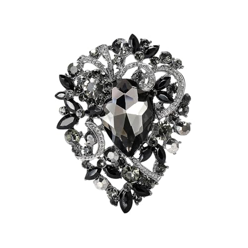 Image of Premium Rhinestone Brooch Pin for Women Big Large Crystal Oval Brooch Lapel Pin Sparkling Red /Purple /Green /Gold /Silver /Black /Blue Crystal Brooch Wedding Bride Bridesmaid Dress Jewelry for Her