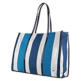  CARPISA Damen Taschen Handtaschen Prints Lack Lederoptik Shopper Innen Außen Handyfach Einkaufstaschen 198463 Petrol Weiß Dunkelblau