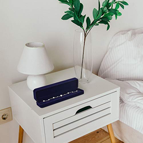 Cosmos Blue Color Velvet Bracelet Chain Gift Box Jewelry Box, With 1 Pc Marble Pattern Storage Bag #TOP4