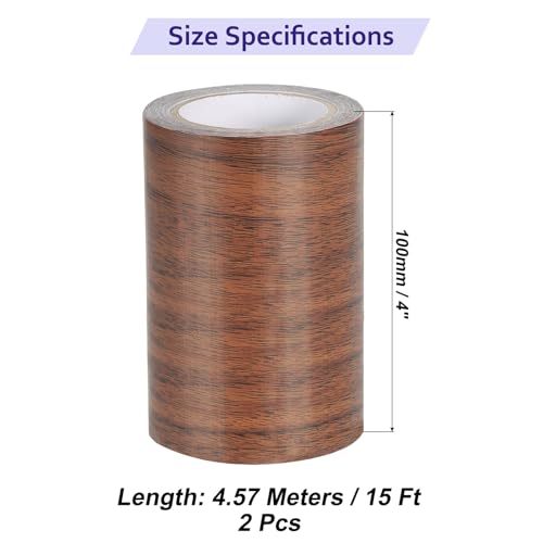 Image of Wood Grain Repair Tapes - Self-Adhesive Realistic Textured Repairing Tapes Patches for Floors Tables Cupboard- 4 inch X30' Size- Dark Brown Oak