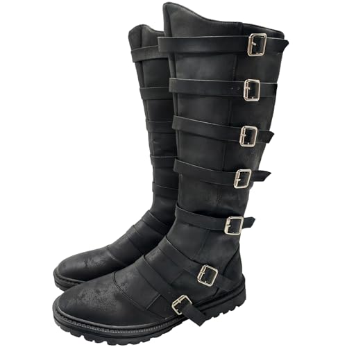 Unisex Medieval Pirate Boots Men's Renaissance Boot Halloween PU Leather Costume Boot Gothic Cosplay Shoes4