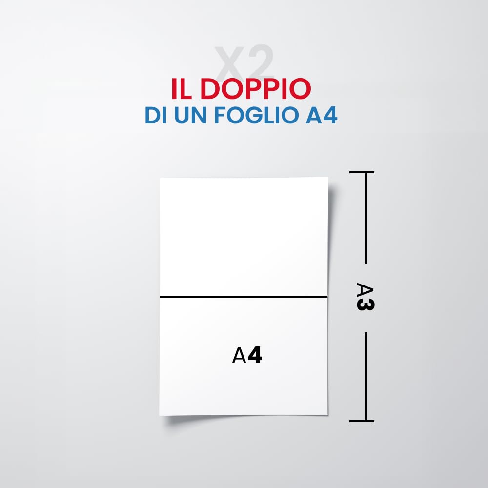 IMBALLAGGI 2000 - Risma Carta A3 10x500 Fogli 420x297 mm 80gr, Multiuso per Cancelleria Ufficio e Scuola, Stampante Fotocopie Inkjet/Laser/HP, Uso Professionale