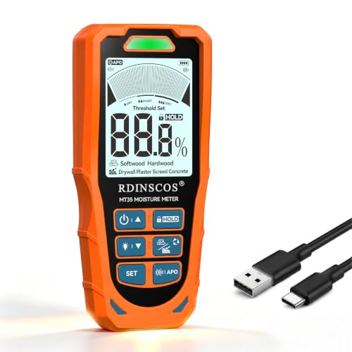 RDINSCOS 6-in-1 Rechargeable Moisture Meter