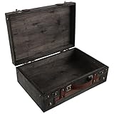 TOYANDONA Maleta Vintage Pequeña de Madera Gris Retro Baúl Decorativo Portátil Estilo Republicano para Almacenamiento y Decoración en Hogar U Oficina Caja Multiusos para Recuerdos y
