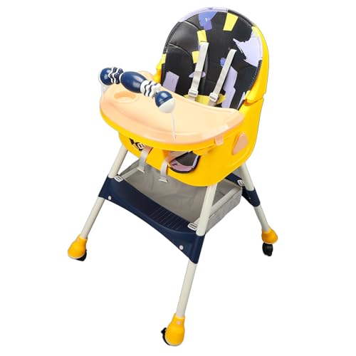 Aoaoy Trona para bebé de Ajustable con Almohadilla de Cuero, Plegable con un Toque, Diseño de Bandeja Desmontable Segura para Salidas Familiares
