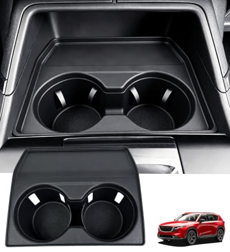 Image of Center Console Cup Holder Inserts for Mazda CX5 2026, Interior Accessories Silicone Car Cup Holders Covers Protector for 2026 CX-5, Black