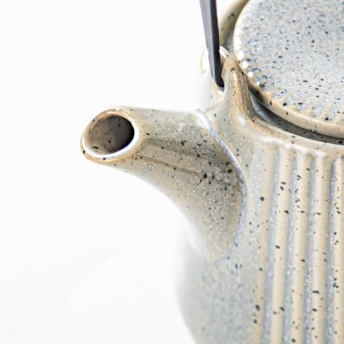 Image of Yundu Ceramic Teapots for Tea, 1000ml /33.8oz Tea Pot with Infusers for Loose Tea, Striped Tea Pot with Removable Tea Infuser - Reactive Grey