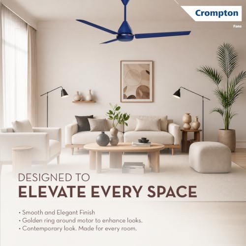 Image of Crompton Energion Hyperboost 1200mm BLDC Ceiling Fan | Point Anywhere Remote Control | BEE 5 Star Rated Energy Efficient | Superior Air Delivery | 3 Year Brand Warranty | Matte Mettalic Blue