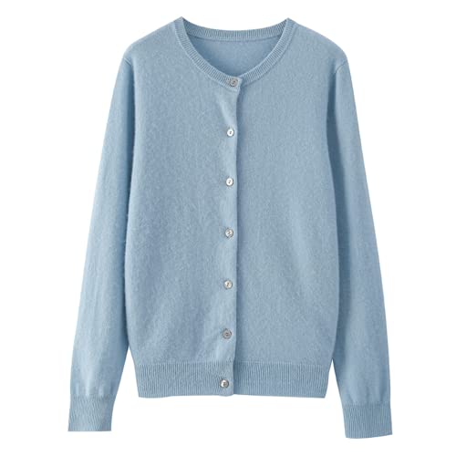 SHABADUER Solid Open Front Knitted Cardigan Cashmere Sweater for Women