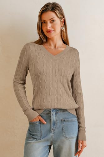 Image of Arach&Cloz Women's Wool Blend Fall Sweaters Business Casual Outfits 2026 | Soft&Breathable Pullover, Long Sleeve, V-Neck, Relaxed Fit Workwear, Business Casual, Teacher Outfits