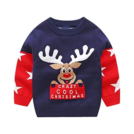Bebé Navidad Jersey Invierno Manga Larga Pull-over Prendas de Punto Sudaderas Ropa 1-2 Años