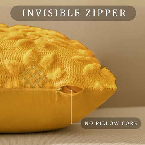 Image of DFXSZ Spring Summer Pillow Covers 12x20 inch Set of 2 Yellow Sunflower | Farmhouse Decor Soft Plush Faux Fur Jacquard Throw Pillow Covers|For Spring Holiday Sofa Home Decor