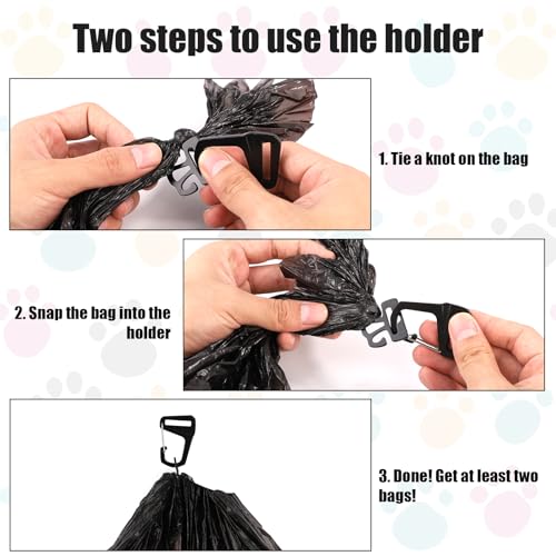 Image of PEUTIER 3 Packs 2 in 1 Dog Poop Bag Holders with Metal Used Bag Carriers, Dog Poop Bag Dispenser for Leash Large Opening Dog Walking Accessories for Easy Access to Doggie Waste Bags (Black)
