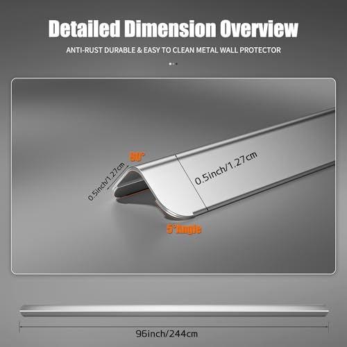 Image of 304 Stainless Steel Wall Corner Guards (10, Silver, 0.5x0.5x96) No adhesivey