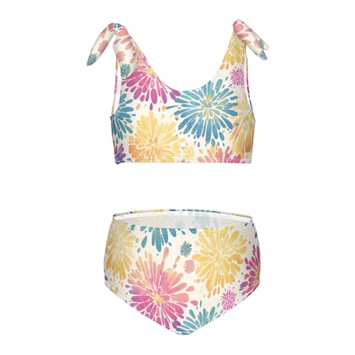 KLL Fun Firework 4th July Girl 2 Piece Bikini Set Quick-Dry Swimsuit Swimwear Cute Shoulder Strap