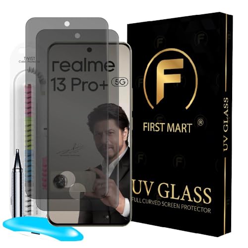 Image of FIRST MART Anti-Spy Privacy Tempered Glass for Realme 13 Pro Plus and Realme 13 Pro - 9H Screen Protector, Anti-Peeping, Bubble-Free, Edge to Edge [2 Pack]