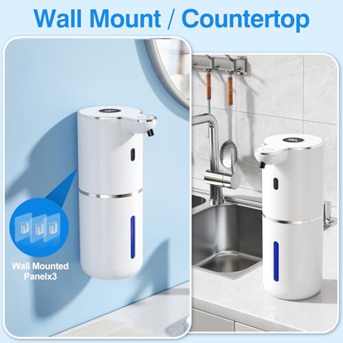 Image of Fachixy Automatic Foaming Soap Dispenser Touchless, 6 Adjustable Level | 12.8oz /380mL, Up to 90 Days Battery Life, 6 Adjustable Level, Rechargeable, Wall Mountable IPX5 for Kitchen & Bathroom, White
