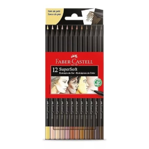Lápis de cor tons de pele faber Castell SuperSoft 12 cores