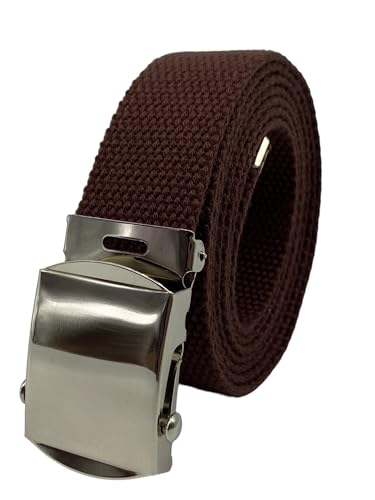 Canvas Web Belt with Nickel Buckle - Military & Golf Belt, Up to 45