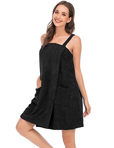 Image of Veseacky Women Bath Wrap Towel for Womens Shower with Pocket Adjustable Spa Robe & Facial Headband