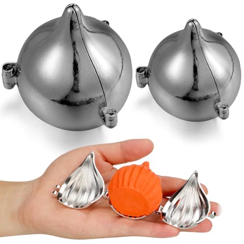 SiliFine 2 Pcs Modak Mould Metal Modak Maker Sacha Small and Medium 2 Fold Modaks Maker Mould for Ganpati Diwali Dasra and Other Festival(2.76inch 1.97 Inch Modaks)