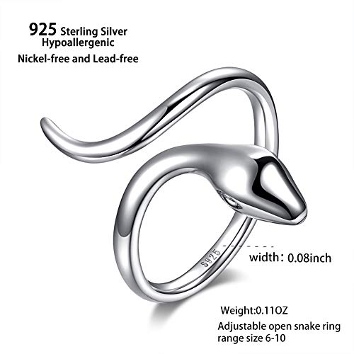 Angol Sterling Silver Adjustable Snake Cool Rings 925 Silver Minimalist Slytherin Snake Animal Statement Stacking Finger Ring For Women Teens With Gift Box #TOP1