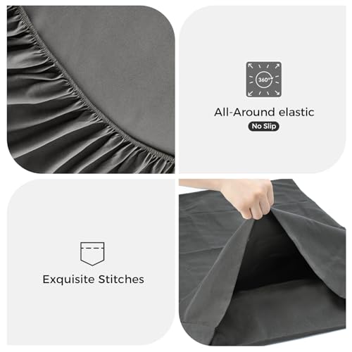 Image of Tokokimo Hotel Collection California King Sheet Set - 4-Piece Ultra-Soft Microfiber, Extra Deep Pocket, Fitted Sheet with Double Side Pockets, Cooling & Breathable, Wrinkle & Fade Resistant, Grey