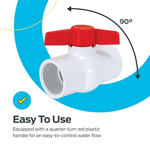 Image of Eastman 2 Inch IPS Schedule 40 PVC Ball Valve, Quarter Turn Ball Valve, White, 20087
