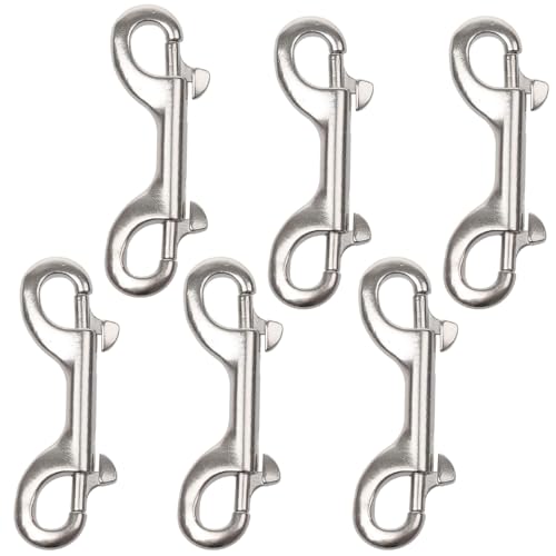 SEIWEI 6 Pieces Double Ended Bolt Snaps Hook 3.46inch/88mm Zinc Alloy Double Trigger Clips Home Pet Accessory for Linking Dog Leash Collar Key Chain Horse Tack Pet Sling Feed Buckets