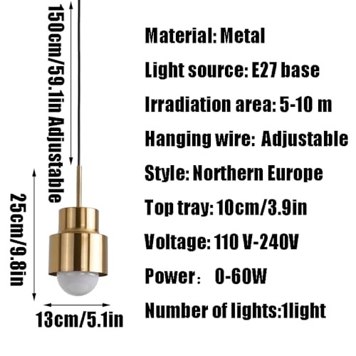 Lustre de base E27 à abat-jour métallique orienté vers le bas pour éclairage de table