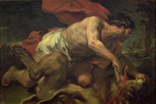 Póster de lienzo de artista famoso cuadro de Sansone e il leone de 60x90cm para decoración