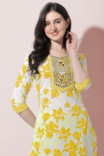 Image of MIRCHI FASHION Pure Cotton Floral Kurta Set for Women with Dupatta & Pant | 3 Piece Straight Fit Ethnic Outfit | Breathable Summer Salwar Suit