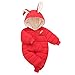 TinaDeer wasserdichte Daunen Schneeanzug für Neugeborene Baby Kleinkind Jungen Mädchen Herbst Winter Overall Strampler mit Kapuze Warme Dicker Jumpsuit Mantel für 0-18 Monate (Rot, 0-3 Monate)
