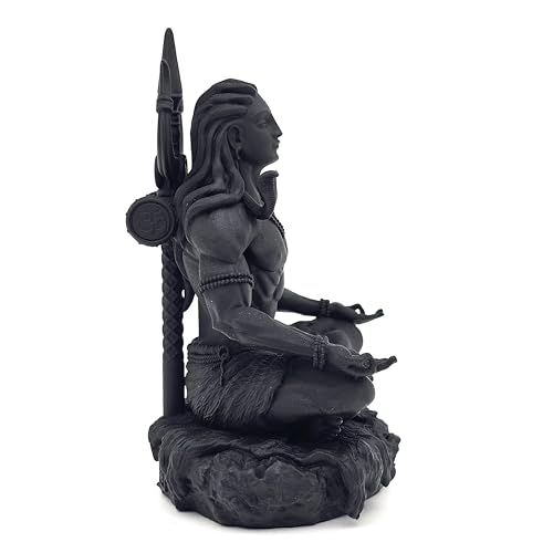 MurtiHome Mahayogi Shiva Murti, 8.89 cm Height, Black, 3D Printed, UV Resin, Hindu Religious Statue of Adiyogi for Car Dashboard, Home, and Gift