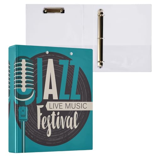 リングファイル ルーズリーフ バインダー a4 音楽 ジャズ レコード 北欧 Dリング 3穴 200枚収納 クリップ&収納ポケット付き 書類整理 事務用品