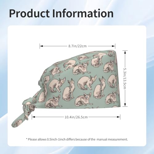 Image of Working Cap Scrub Cap with Sweatband Adjustable Unisex Women Tie Back Hat Nurse Surgical Caps