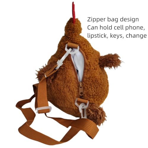 Chicken Purse Cute Chicken Bag Fluffy Hen Shoulder Plush Handbag Crossbody Purse,Chicken Novelty Bag,Stuffed Animal Purse,Funny Animal Cartoon Crossbody2