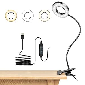 Usb-Bureau Clip-On Led-Leeslampje Oogbescherming, Verstelbare Clipverlichting 10 Helderheidsniveaus 3 Lichtmodi Nachtkastlamp voor Lezen/Werken/Slaapkamer/Studeerkamer (Zwart) [Energieklasse A ++]