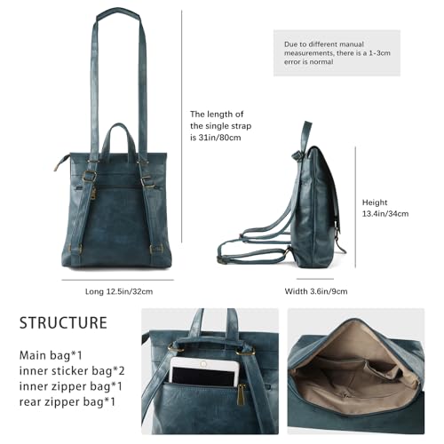 Image of Women's Fashion Backpack Purse Multipurpose Design Convertible Satchel Handbags Shoulder Bag Travel bag (Lighte Blue)